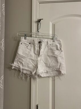 pistola White Distressed Cutoff Denim Shorts